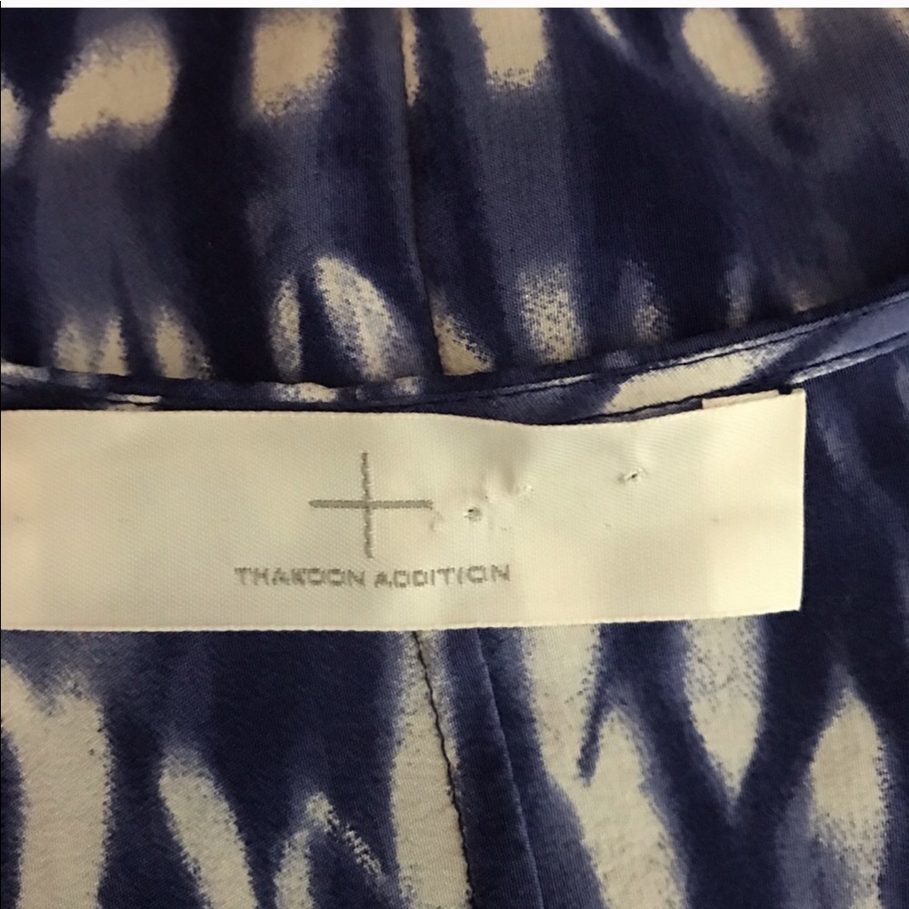 Thakoon Edition Silk Blue White Ikat Print Ruched Waist Mini Dress Size 4 - Picture 5 of 7
